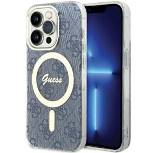 Guess GUHMP15LH4STB Apple iPhone 15 Pro 6.1" blue kietas dėklas IML 4G MagSafe