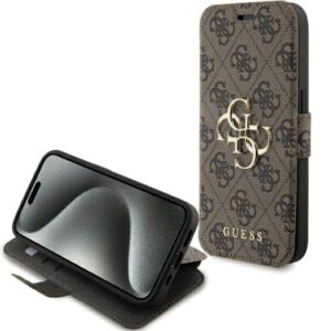 Guess GUBKP15L4GMGBR Apple iPhone 15 Pro 6.1" brown book 4G Metal Logo