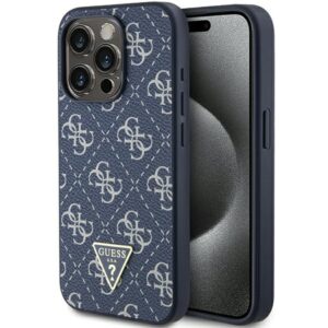 Guess GUHCP15LPG4GPB Apple iPhone 15 Pro 6.1" blue kietas dėklas 4G Triangle Metal Logo - Image 1