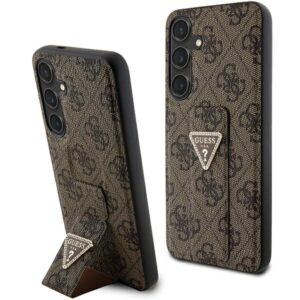 Guess GUHCS24SPGS4TDW S24 S921 rudos spalvos kietas dėklas Grip Stand 4G Triangle Strass