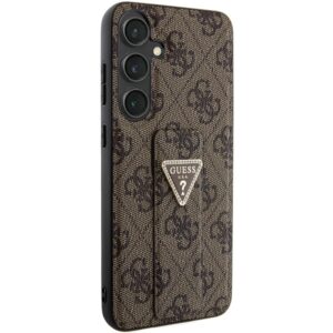 Guess GUHCS24SPGS4TDW S24 S921 rudos spalvos kietas dėklas Grip Stand 4G Triangle Strass - Image 4