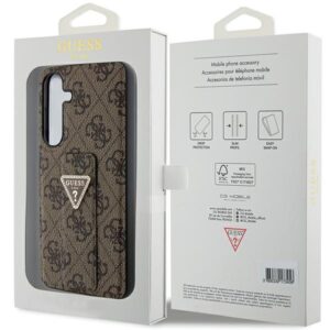 Guess GUHCS24SPGS4TDW S24 S921 rudos spalvos kietas dėklas Grip Stand 4G Triangle Strass - Image 8