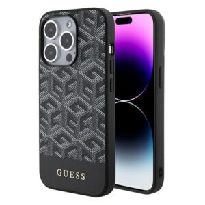 Guess GUHMP15XHGCFSEK Apple iPhone 15 Pro Max 6.7" juodos spalvos kietas dėklas GCube Stripes MagSafe