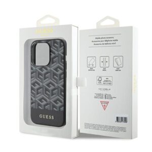 Guess GUHMP15XHGCFSEK Apple iPhone 15 Pro Max 6.7" juodos spalvos kietas dėklas GCube Stripes MagSafe - Image 8