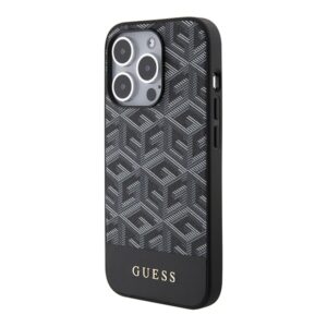 Guess GUHMP15XHGCFSEK Apple iPhone 15 Pro Max 6.7" juodos spalvos kietas dėklas GCube Stripes MagSafe - Image 2
