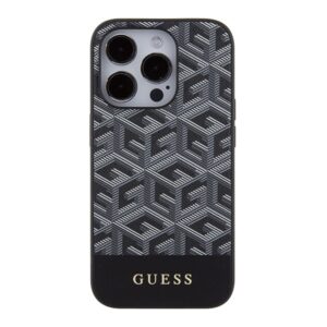 Guess GUHMP15XHGCFSEK Apple iPhone 15 Pro Max 6.7" juodos spalvos kietas dėklas GCube Stripes MagSafe - Image 3