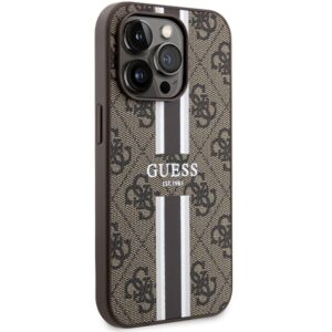 Guess GUHMP15LP4RPSW Apple iPhone 15 Pro 6.1" rudos spalvos kietas dėklas 4G Printed Stripes MagSafe - Image 4