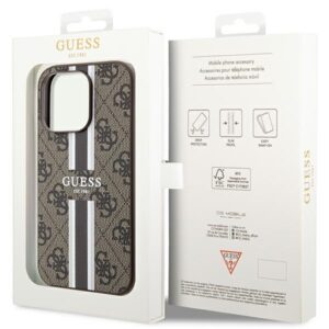 Guess GUHMP15LP4RPSW Apple iPhone 15 Pro 6.1" rudos spalvos kietas dėklas 4G Printed Stripes MagSafe - Image 8