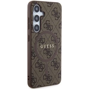 Guess GUHMS24SG4GFRW S24 S921 rudos spalvos kietas dėklas 4G Collection Leather Metal Logo MagSafe - Image 4