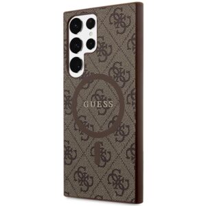 Guess GUHMS24LG4GFRW S24 Ultra S928 rudos spalvos kietas dėklas 4G Collection Leather Metal Logo MagSafe - Image 2
