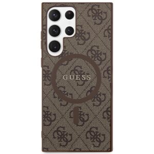 Guess GUHMS24LG4GFRW S24 Ultra S928 rudos spalvos kietas dėklas 4G Collection Leather Metal Logo MagSafe - Image 3