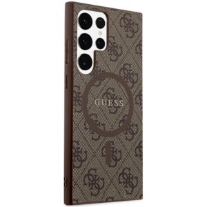 Guess GUHMS24LG4GFRW S24 Ultra S928 rudos spalvos kietas dėklas 4G Collection Leather Metal Logo MagSafe - Image 4