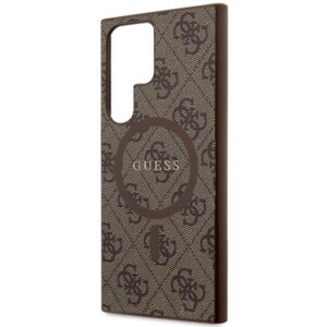 Guess GUHMS24LG4GFRW S24 Ultra S928 rudos spalvos kietas dėklas 4G Collection Leather Metal Logo MagSafe - Image 6
