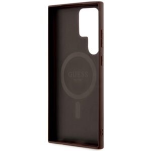 Guess GUHMS24LG4GFRW S24 Ultra S928 rudos spalvos kietas dėklas 4G Collection Leather Metal Logo MagSafe - Image 7