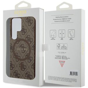 Guess GUHMS24LG4GFRW S24 Ultra S928 rudos spalvos kietas dėklas 4G Collection Leather Metal Logo MagSafe - Image 8