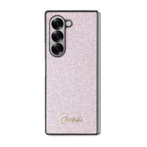 Guess GUHCZFD6HGGSHP Z Fold6 F956 rožinės spalvos kietas dėklas 4G Glitter Script - Image 2
