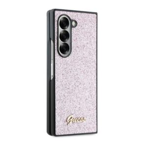Guess GUHCZFD6HGGSHP Z Fold6 F956 rožinės spalvos kietas dėklas 4G Glitter Script - Image 5