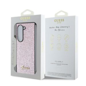 Guess GUHCZFD6HGGSHP Z Fold6 F956 rožinės spalvos kietas dėklas 4G Glitter Script - Image 7