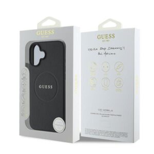 Guess GUHMP16MPGHSMMK Apple iPhone 16 Plus 6.7" juodos spalvos kietas dėklas Grained Ring MagSafe - Image 8