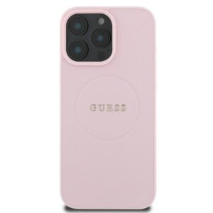 Guess GUHMP15XPGHSMMP Apple iPhone 15 Pro Max 6.7" rožinės spalvos kietas dėklas Grained Ring MagSafe - Image 3