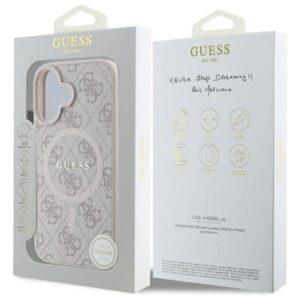 Guess GUHMP16SG4GFRP Apple iPhone 16 6.1" rožinės spalvos kietas dėklas 4G Ring Classic Logo MagSafe - Image 8