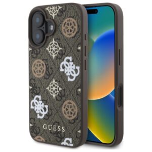 Guess GUHMP16SP4RPSW Apple iPhone 16 6.1" rudos spalvos kietas dėklas 4G Printed Stripes MagSafe