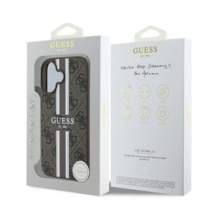 Guess GUHMP16MP4RPSW Apple iPhone 16 Plus 6.7" rudos spalvos kietas dėklas 4G Printed Stripes MagSafe - Image 8