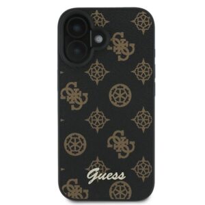 Guess GUHMP16MPGPYSK Apple iPhone 16 Plus 6.7" juodos spalvos kietas dėklas PU Peony Script MagSafe - Image 3