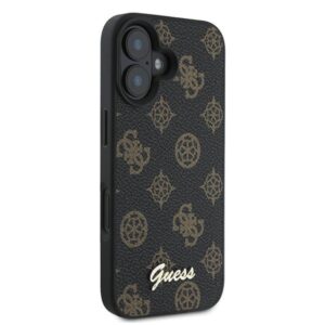 Guess GUHMP16MPGPYSK Apple iPhone 16 Plus 6.7" juodos spalvos kietas dėklas PU Peony Script MagSafe - Image 4