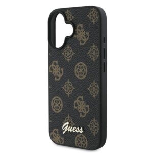 Guess GUHMP16MPGPYSK Apple iPhone 16 Plus 6.7" juodos spalvos kietas dėklas PU Peony Script MagSafe - Image 6