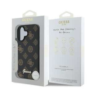 Guess GUHMP16MPGPYSK Apple iPhone 16 Plus 6.7" juodos spalvos kietas dėklas PU Peony Script MagSafe - Image 8