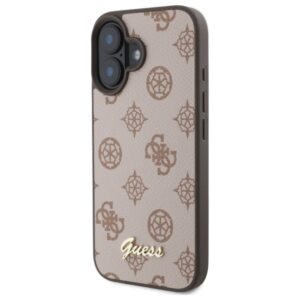 Guess GUHMP16SPGPYSW Apple iPhone 16 6.1" rudos spalvos kietas dėklas Peony Script MagSafe - Image 2