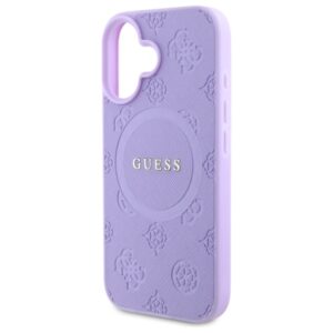 Guess GUHMP16SPSAPSMEU Apple iPhone 16 6.1" violetinės spalvos kietas dėklas Saffiano Peony Classic Logo MagSafe - Image 6