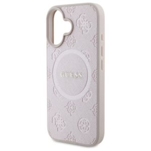 Guess GUHMP16SPSAPSMEP Apple iPhone 16 6.1"rožinės spalvos kietas dėklas Saffiano Peony Classic Logo MagSafe - Image 6