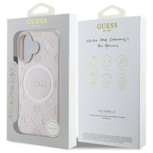 Guess GUHMP16SPSAPSMEP Apple iPhone 16 6.1"rožinės spalvos kietas dėklas Saffiano Peony Classic Logo MagSafe - Image 8