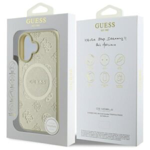 Guess GUHMP16SPSAPSMED Apple iPhone 16 6.1" gold kietas dėklas Saffiano Peony Classic Logo MagSafe - Image 8