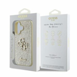 Guess GUHCP16SHG4SGD Apple iPhone 16 6.1" gold kietas dėklas Fixed Glitter Big 4G - Image 4