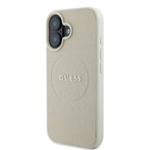 Guess GUHMP16SPGHSMME Apple iPhone 16 6.1" beige kietas dėklas Grained Ring MagSafe - Image 2