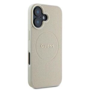 Guess GUHMP16SPGHSMME Apple iPhone 16 6.1" beige kietas dėklas Grained Ring MagSafe - Image 4