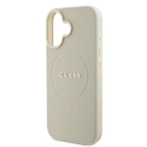 Guess GUHMP16SPGHSMME Apple iPhone 16 6.1" beige kietas dėklas Grained Ring MagSafe - Image 6