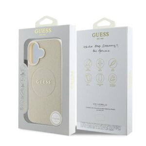 Guess GUHMP16SPGHSMME Apple iPhone 16 6.1" beige kietas dėklas Grained Ring MagSafe - Image 8