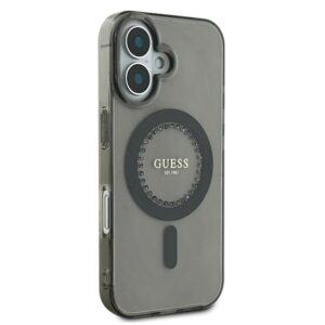 Guess GUHMP16MPFTDTEK Apple iPhone 16 Plus 6.7" juodos spalvos kietas dėklas IML Rhinestones MagSafe - Image 4