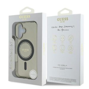 Guess GUHMP16MPFTDTEK Apple iPhone 16 Plus 6.7" juodos spalvos kietas dėklas IML Rhinestones MagSafe - Image 8