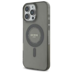 Guess GUHMP16LPFTDTEK Apple iPhone 16 Pro 6.3" juodos spalvos kietas dėklas IML Rhinestones MagSafe - Image 2