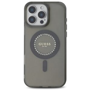 Guess GUHMP16XPFTDTEK Apple iPhone 16 Pro Max 6.9" juodos spalvos kietas dėklas IML Rhinestones MagSafe - Image 3