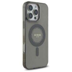 Guess GUHMP16XPFTDTEK Apple iPhone 16 Pro Max 6.9" juodos spalvos kietas dėklas IML Rhinestones MagSafe - Image 4