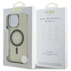 Guess GUHMP16XPFTDTEK Apple iPhone 16 Pro Max 6.9" juodos spalvos kietas dėklas IML Rhinestones MagSafe - Image 8