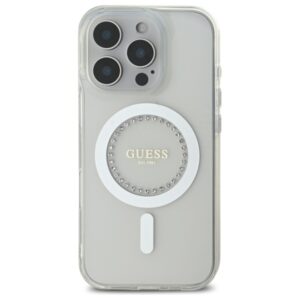 Guess GUHMP16XPFTDTEH Apple iPhone 16 Pro Max 6.9" baltos spalvos kietas dėklas IML Rhinestones MagSafe - Image 3