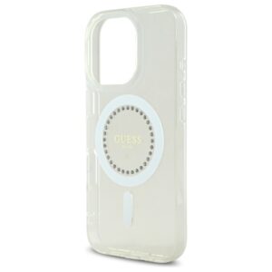Guess GUHMP16XPFTDTEH Apple iPhone 16 Pro Max 6.9" baltos spalvos kietas dėklas IML Rhinestones MagSafe - Image 6