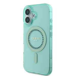 Guess GUHMP16SPFTDTEN Apple iPhone 16 6.1" green kietas dėklas IML Rhinestones MagSafe - Image 2